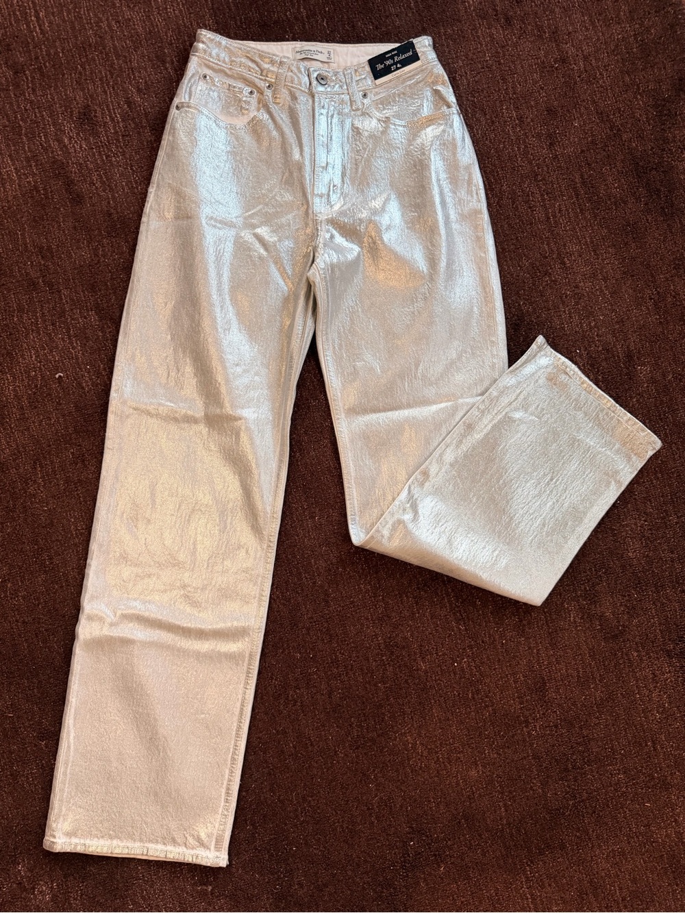 Abercrombie & Fitch Metallic Silver Pants Size 27 4L High Rise Brand New